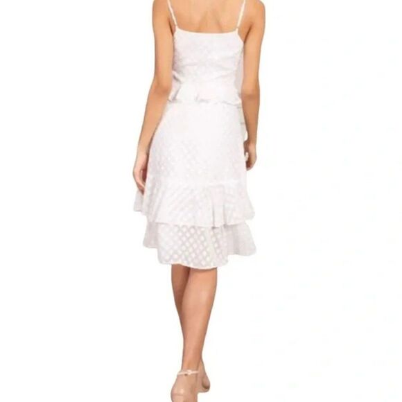 Senlis Cora Ruffled Sleeveless Mini Dress White Diamond Fil Coupe Size XS NEW - Picture 2 of 8